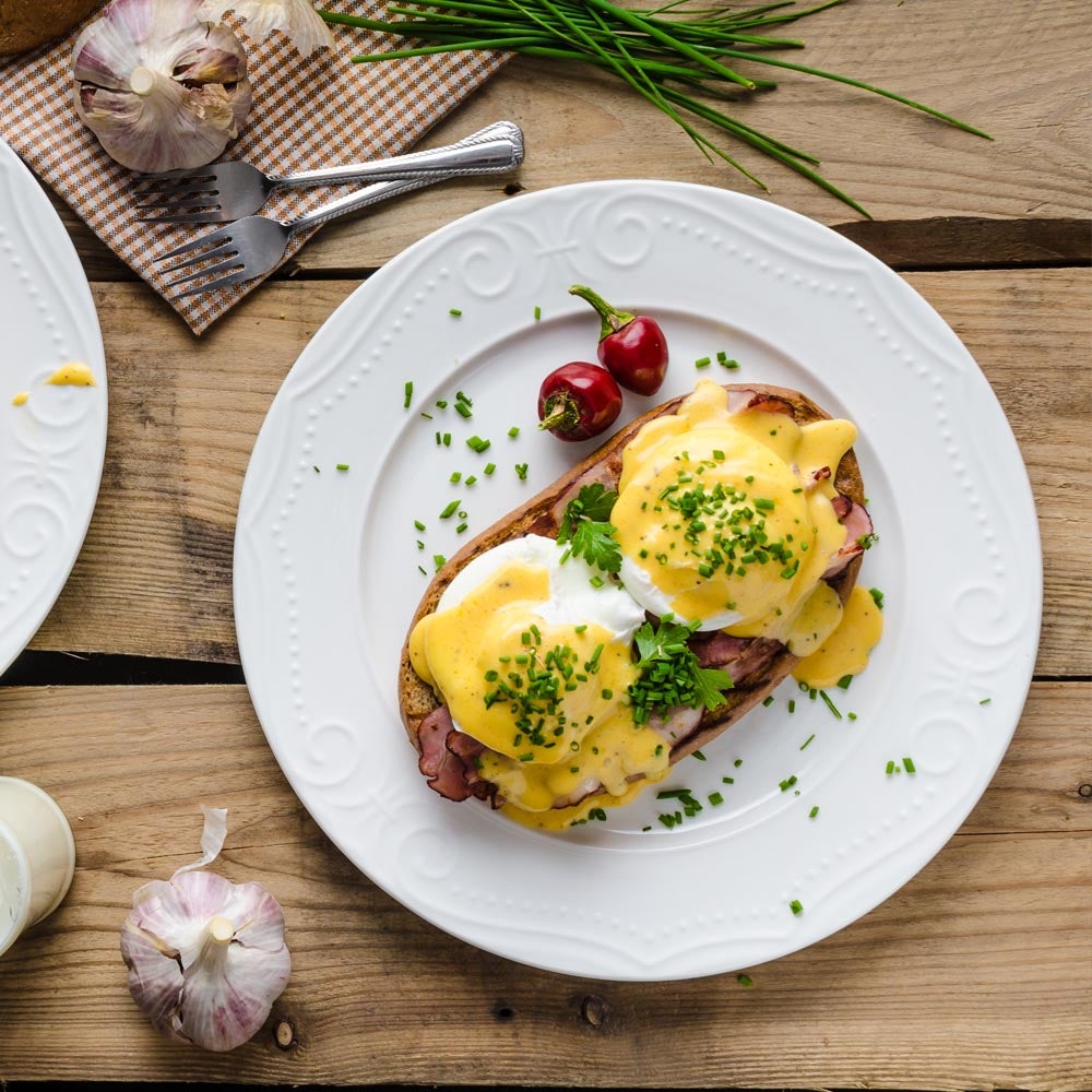 Eggs Benedict Over Polenta