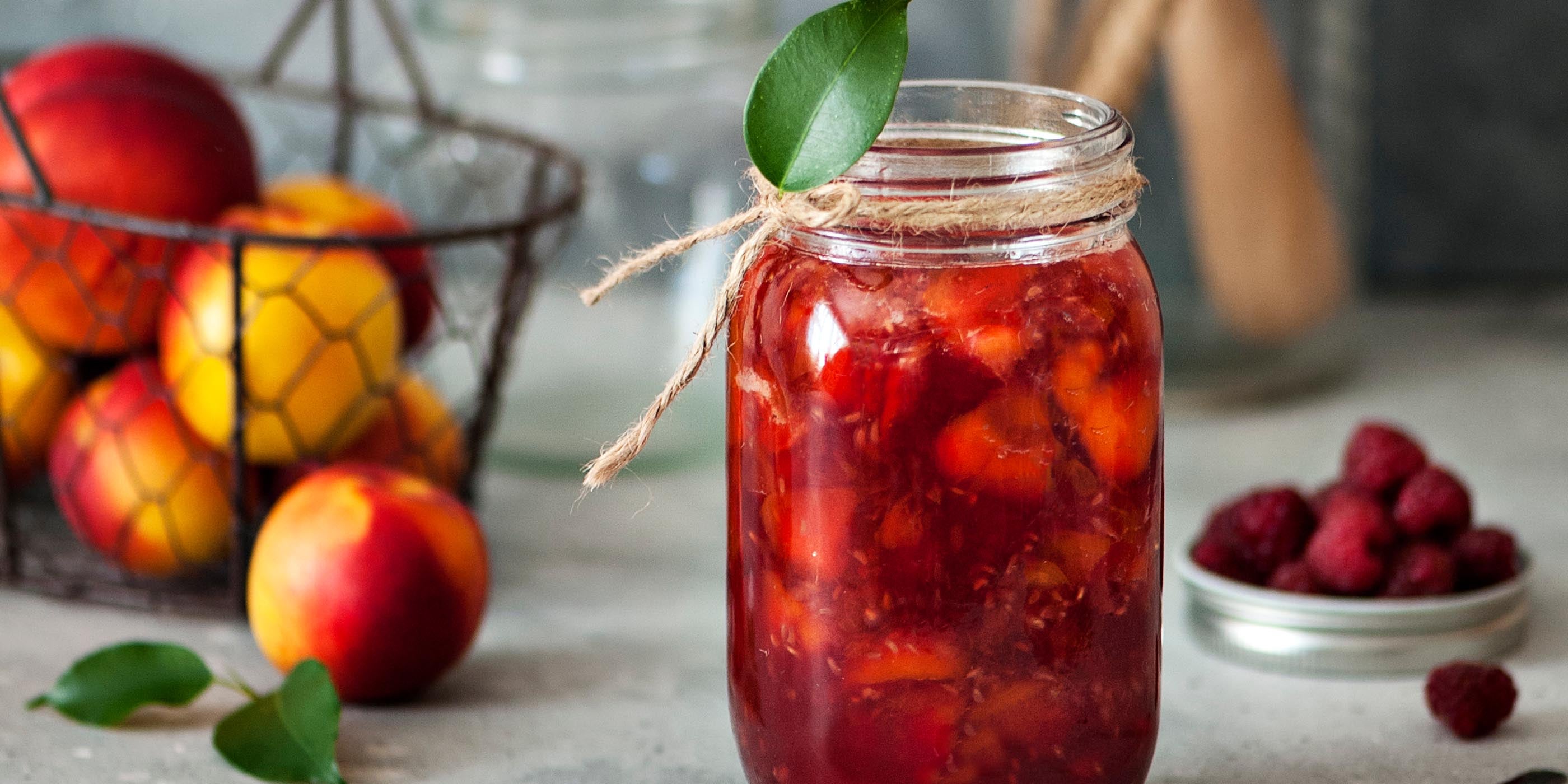 Compote framboise-pêche