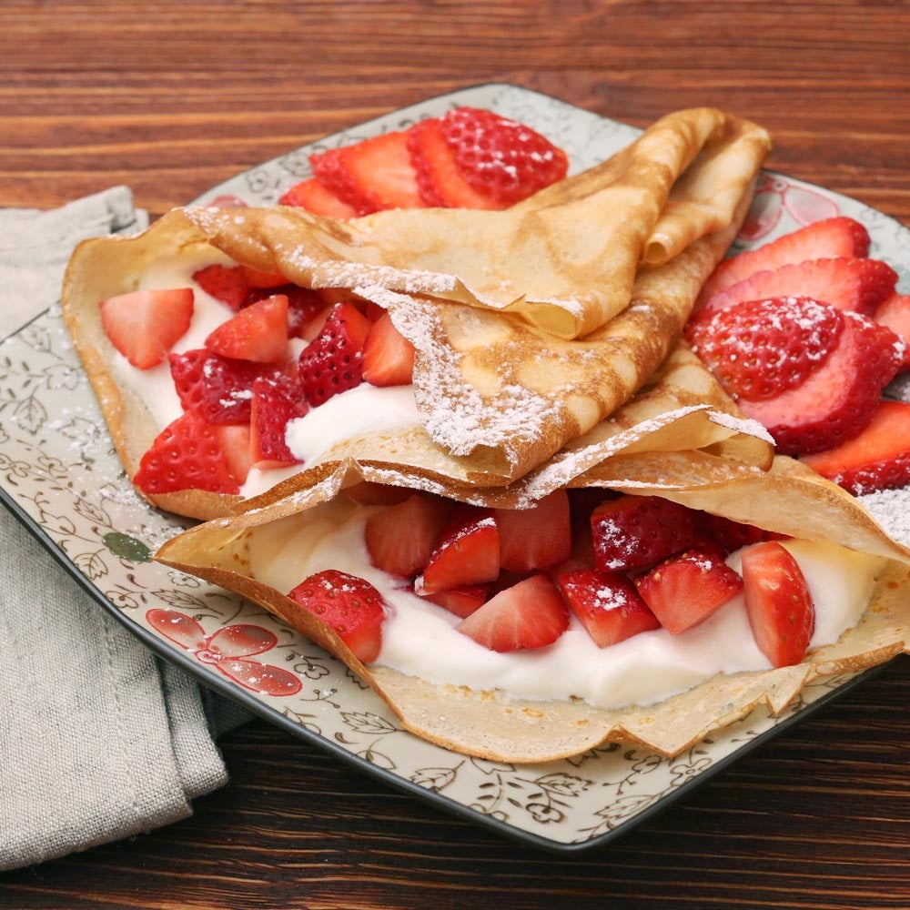 Crêpes aux fraises et au yogourt