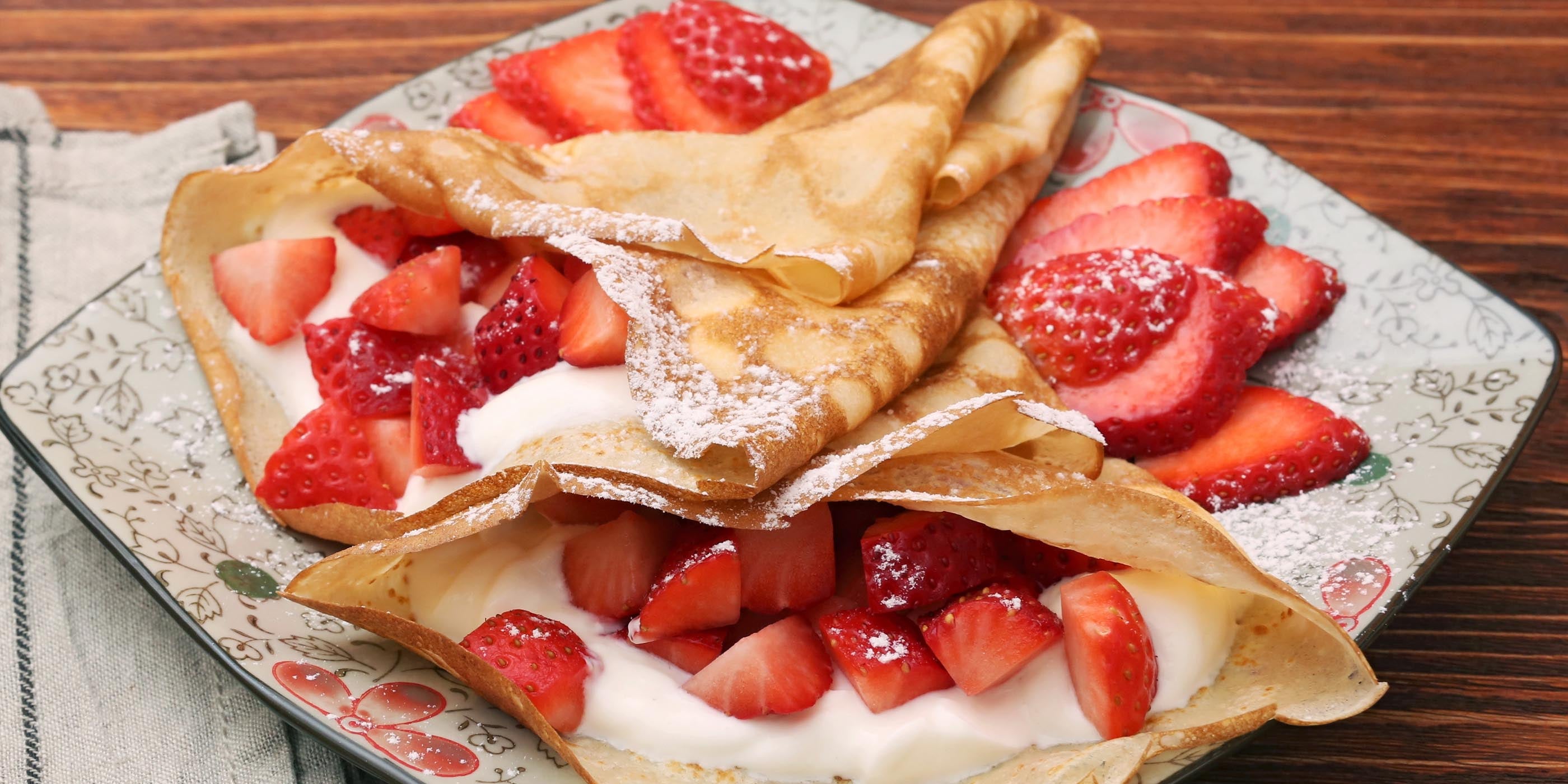 Crêpes aux fraises et au yogourt