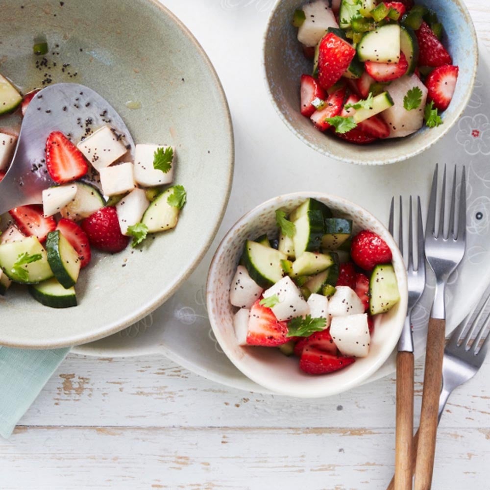 Salade de concombre Jicama aux fraises