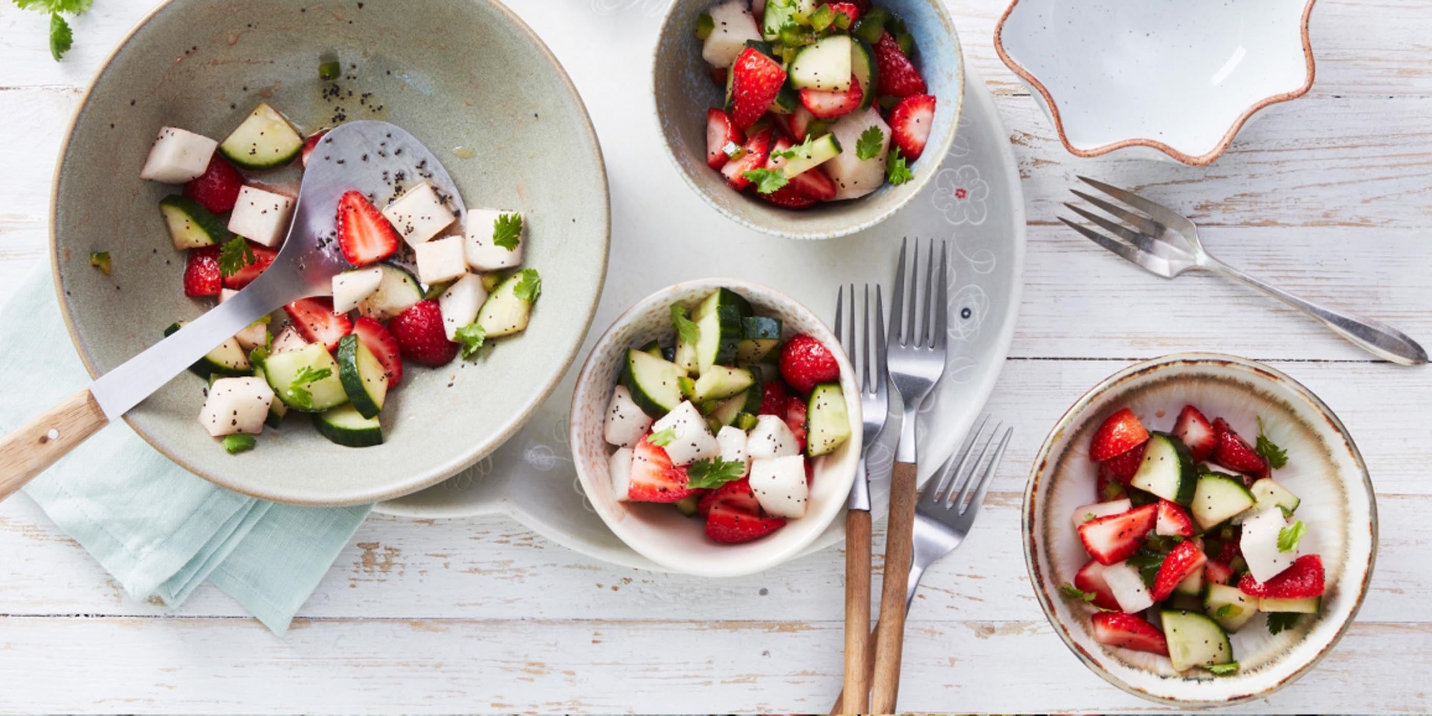 Salade de concombre Jicama aux fraises