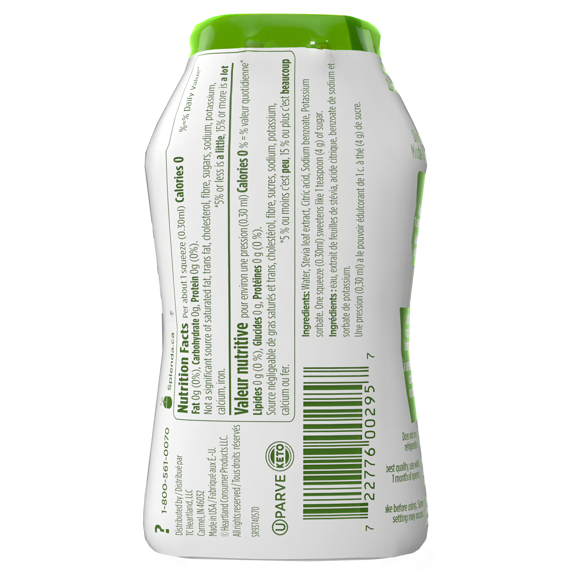 Splenda Stevia Liquid Bottle 50mL - Back