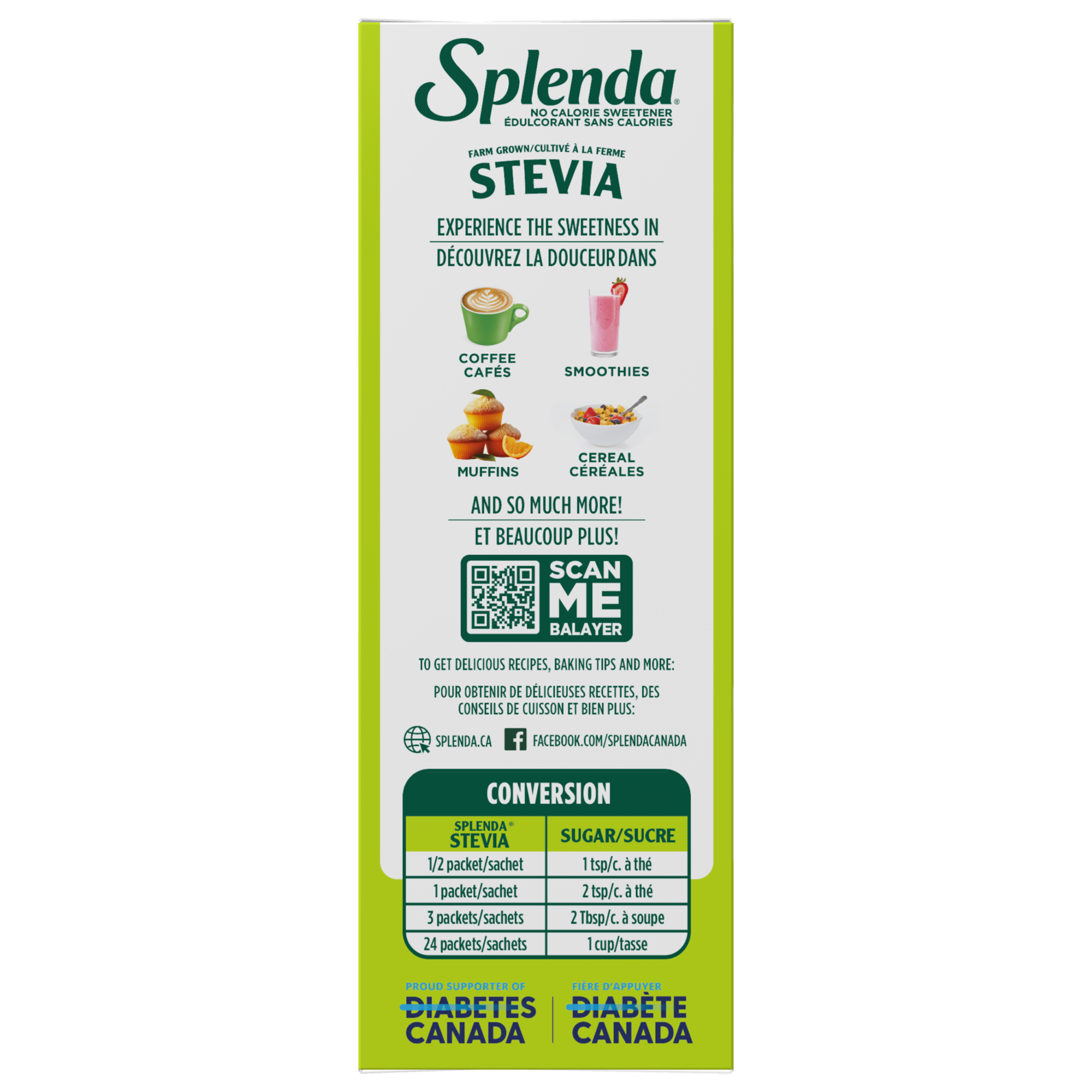 Splenda Stévia Sachets 200ct - Côté - Conversion du sucre