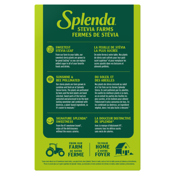 Splenda Sachets de stévia 200ct - Dos