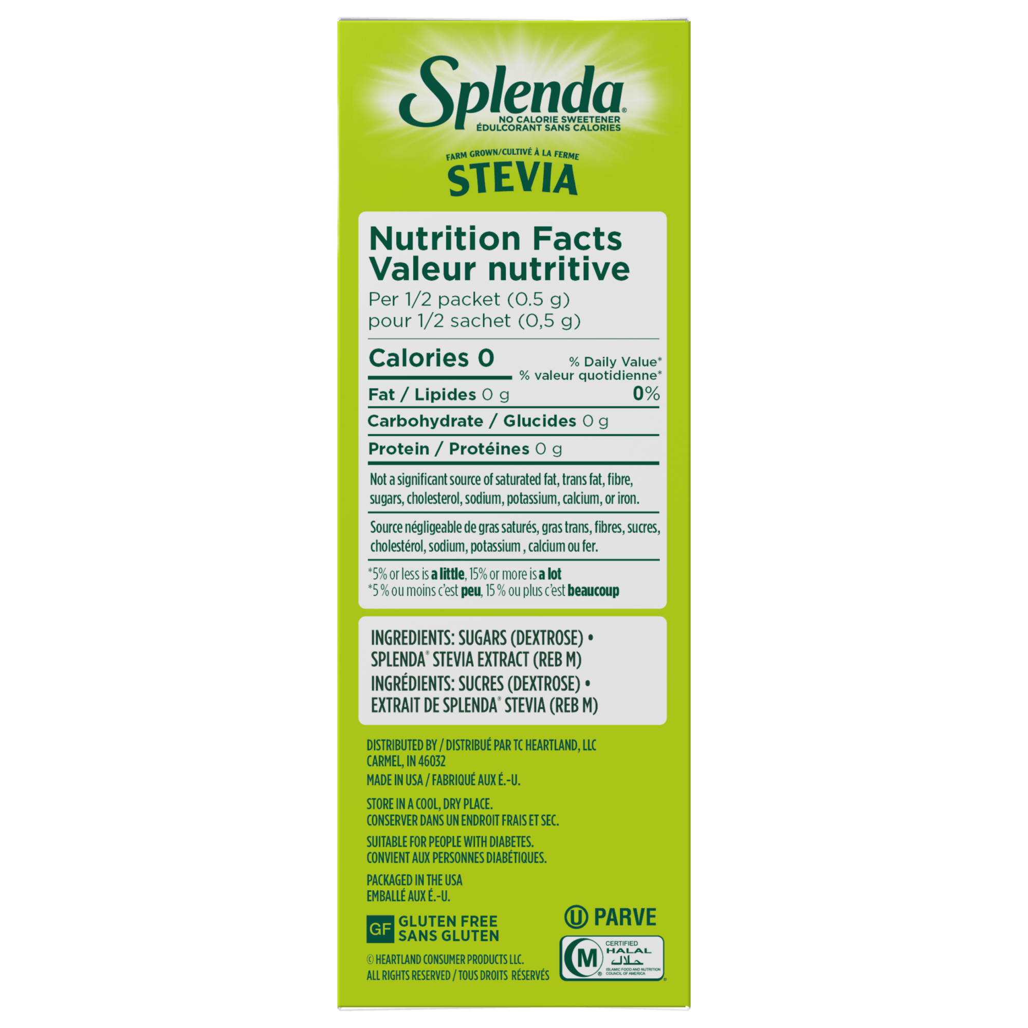 Splenda Stévia Sachets 200ct - Côté - Information nutritionnelle