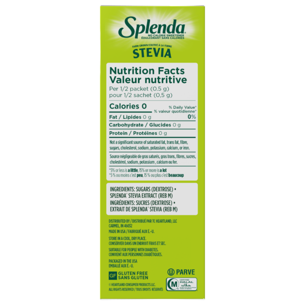 Splenda Stévia Sachets 200ct - Côté - Information nutritionnelle