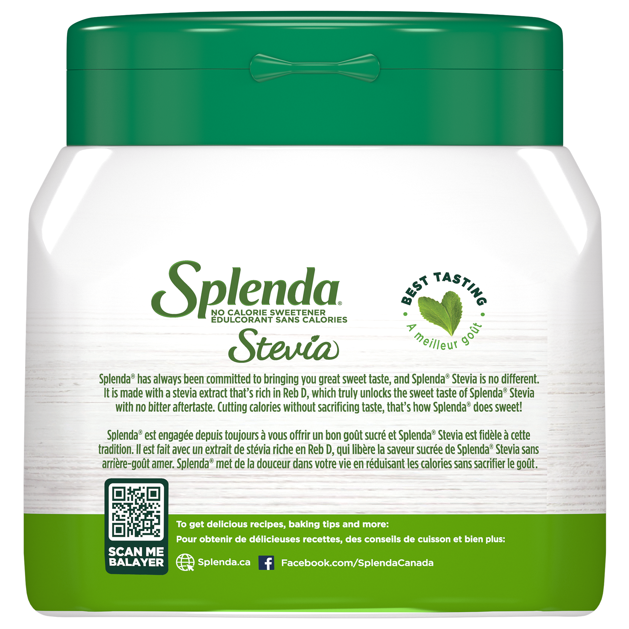 Splenda Stevia Jar - Back