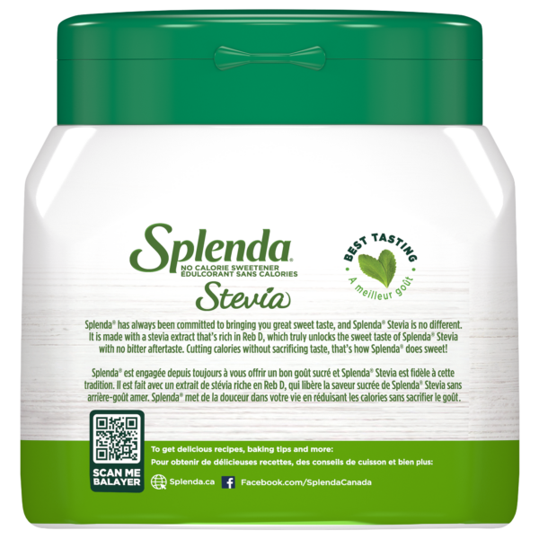 Splenda Stevia Jar - Back