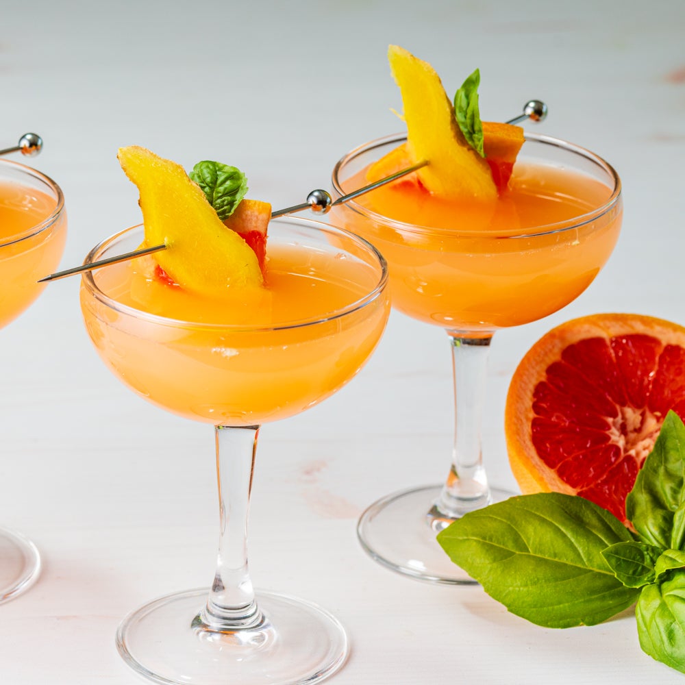 Ginger Basil Grapefruit Mimosa Mocktail Recipe | No Calorie Sweetener & Sugar Substitute | Splenda S