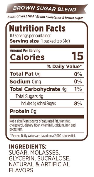 Splenda® Brown Sugar Blend Nutrition