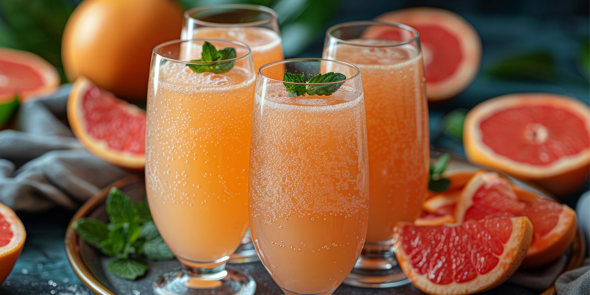 Ginger Basil Grapefruit Mimosa Mocktail Recipe No Calorie Sweetener