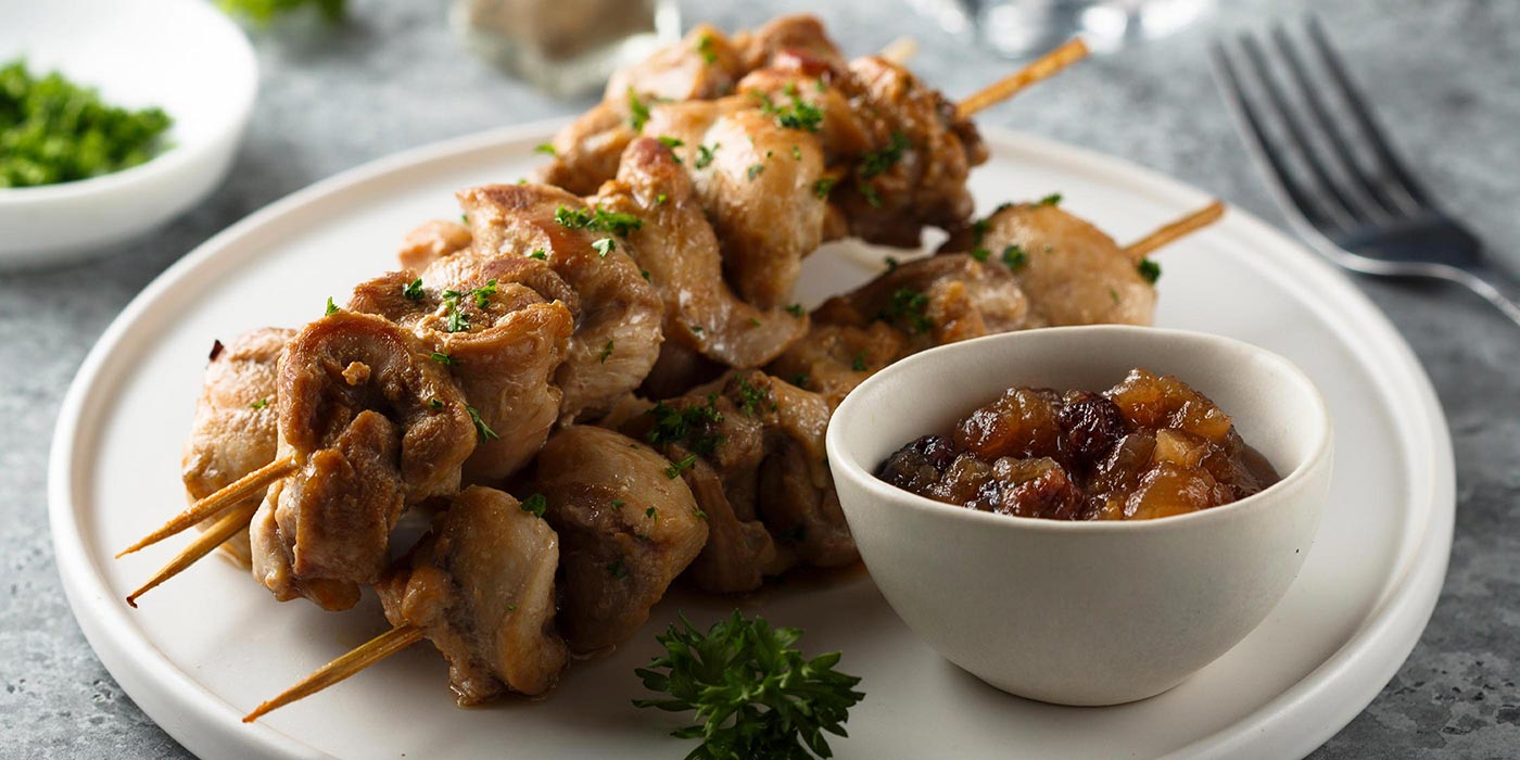 Poulet grillé avec chutney de pommes cerise