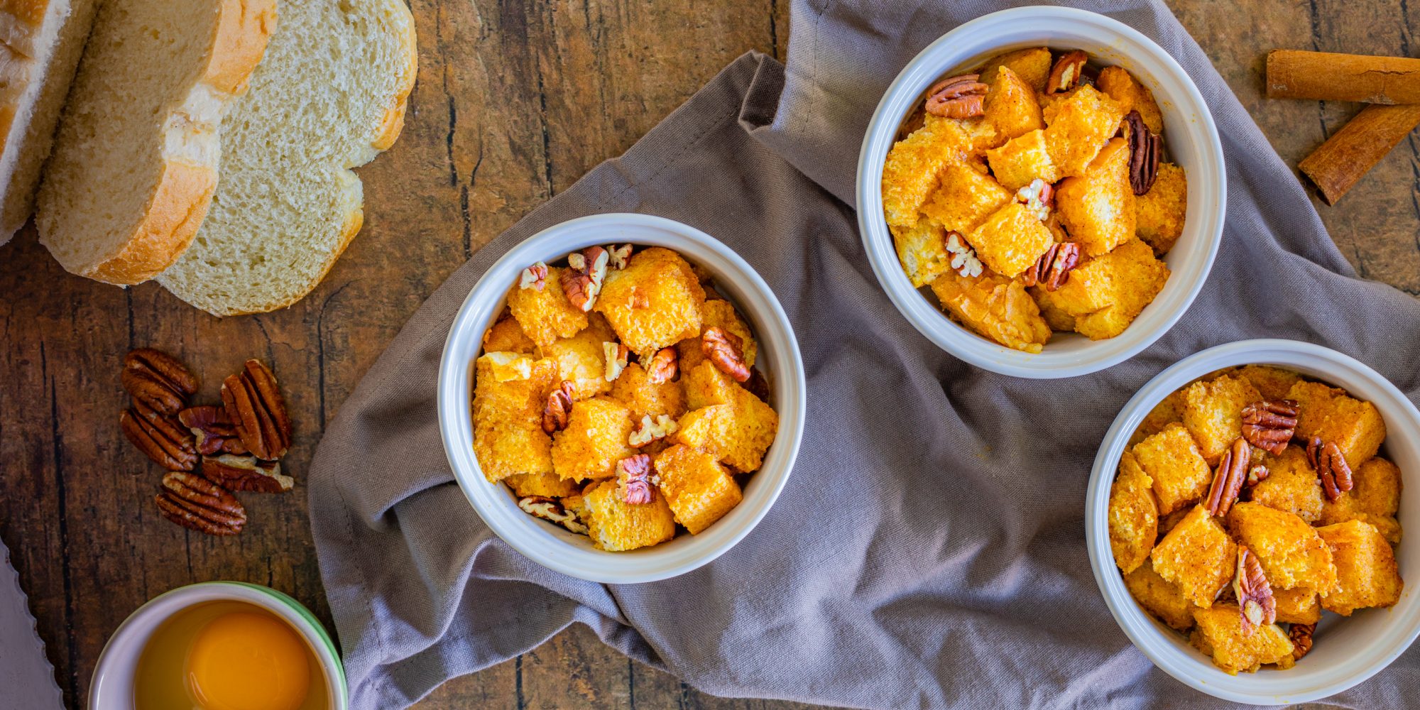 Individual Pumpkin Bread Puddings