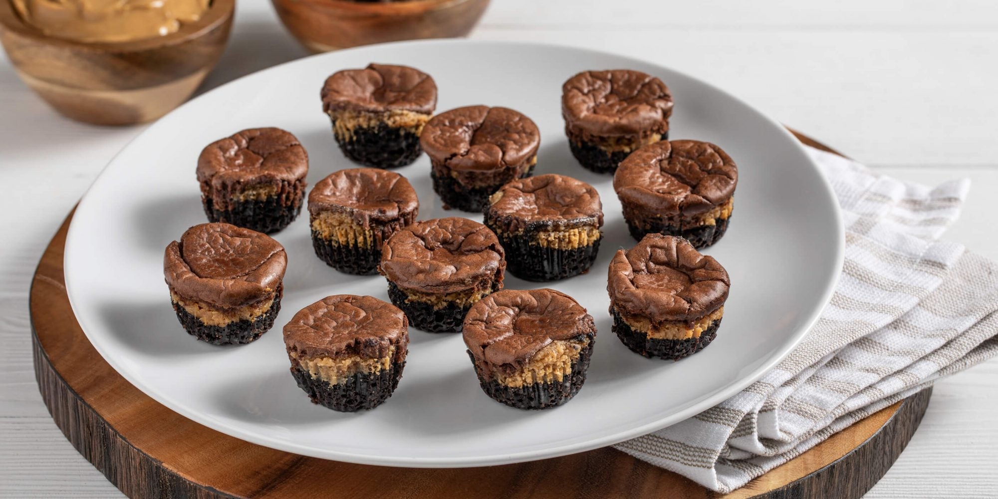 Mini Chocolate Peanut Butter Cheesecakes