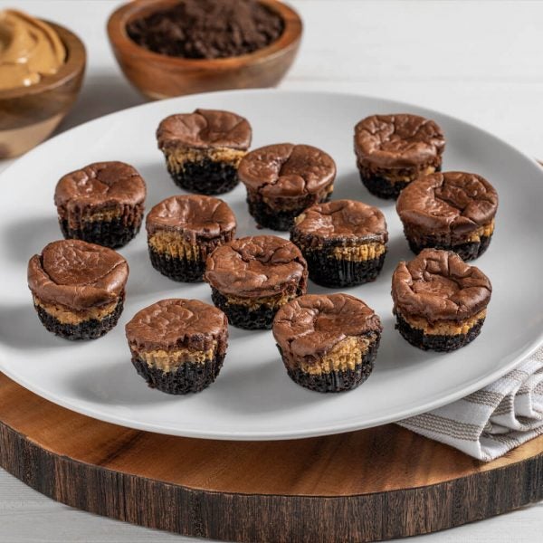 Mini Chocolate Peanut Butter Cheesecakes