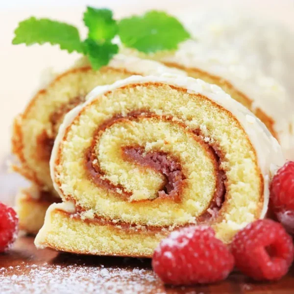 Raspberry Jelly Roll Cake