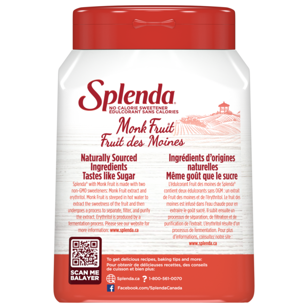 Splenda Monk Fruit Sweetener Jar - Back