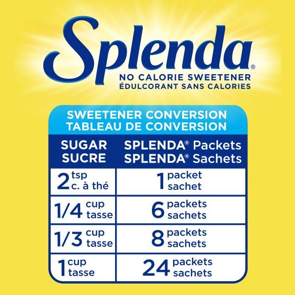 Tableau de conversion des paquets d’édulcorant splenda®