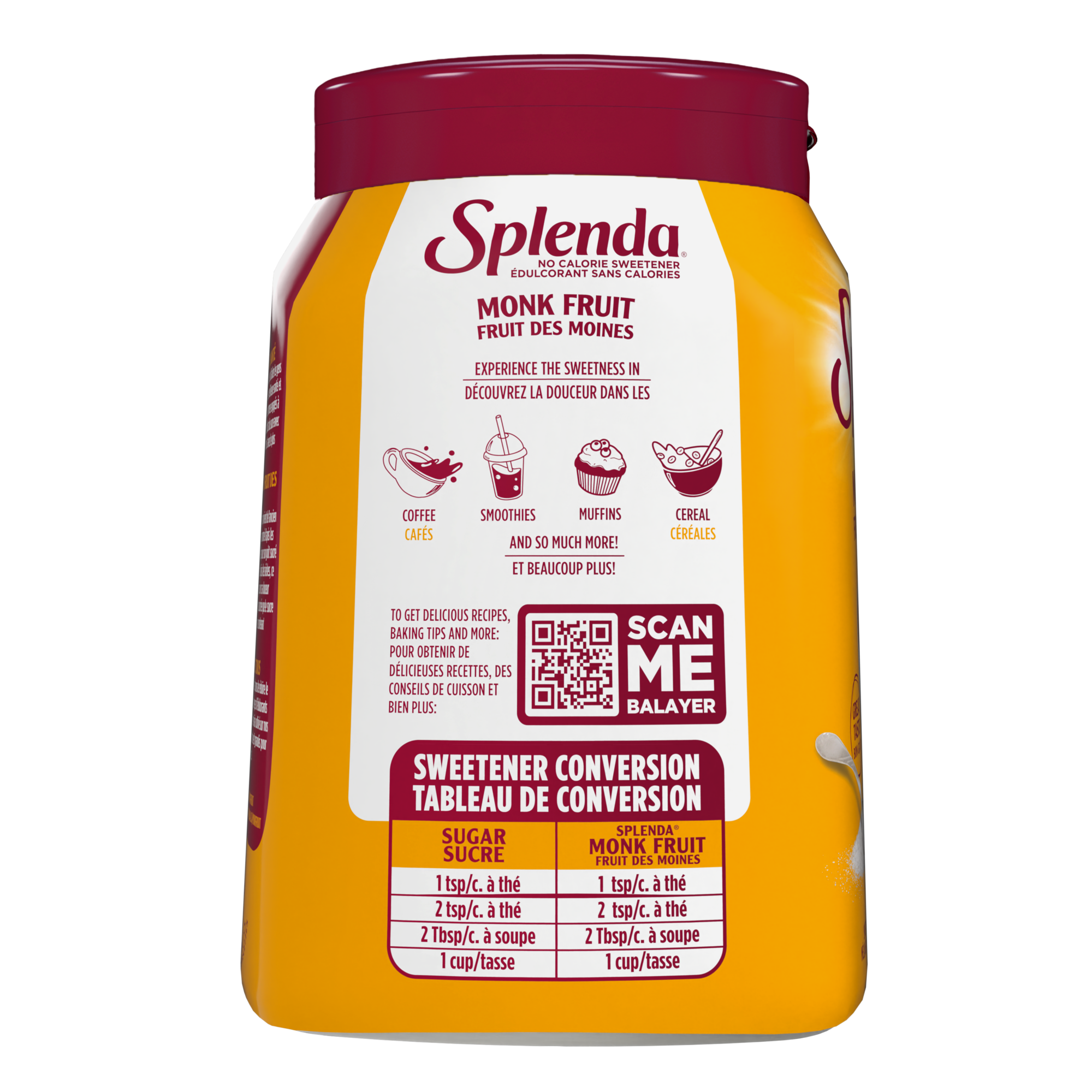 Splenda Monk Fruit Jar - Side with Conversion