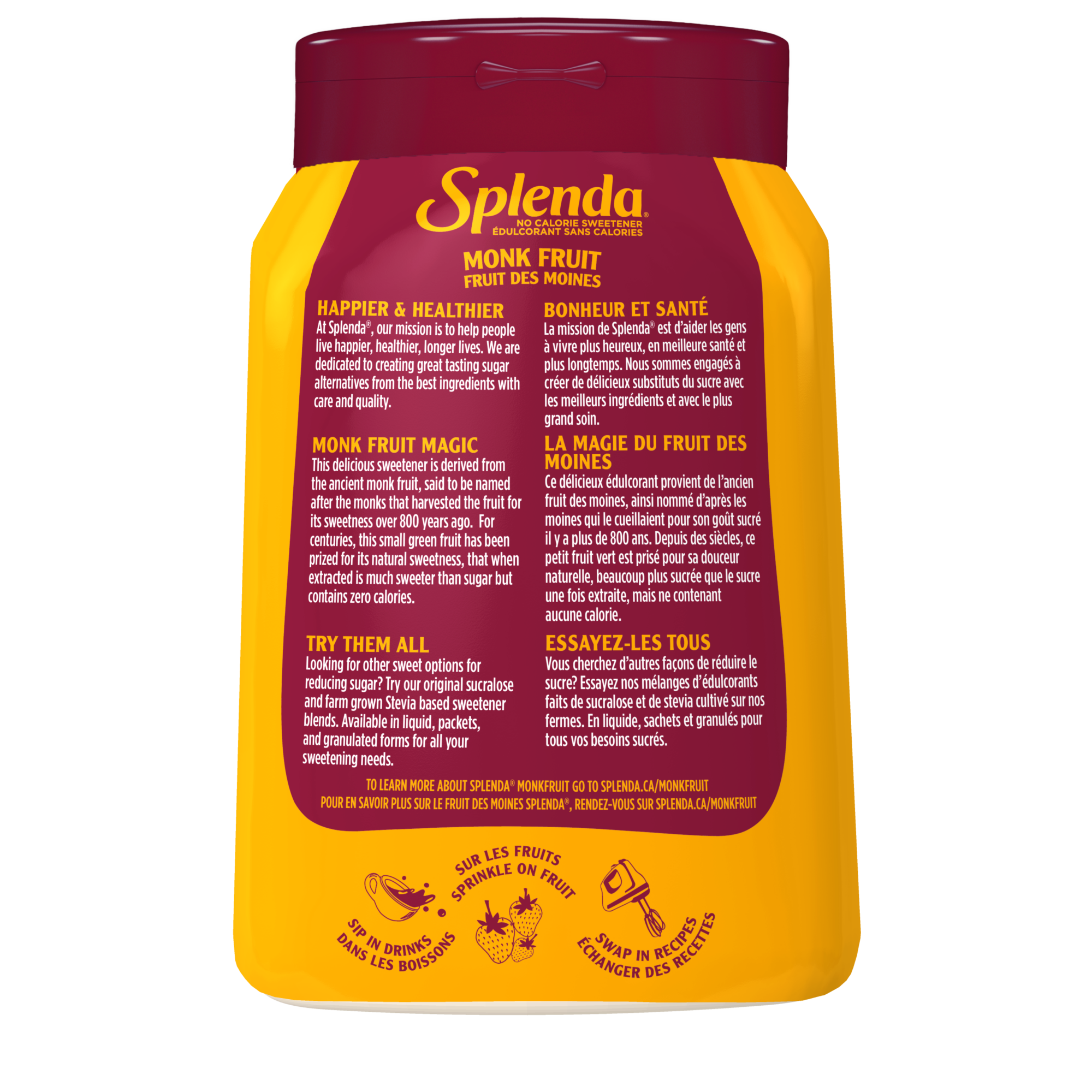 Splenda Monk Fruit Jar - Back