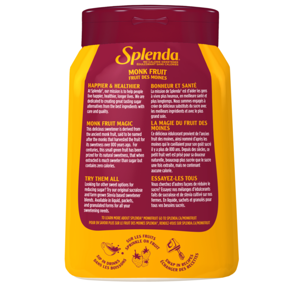 Splenda Monk Fruit Jar - Back