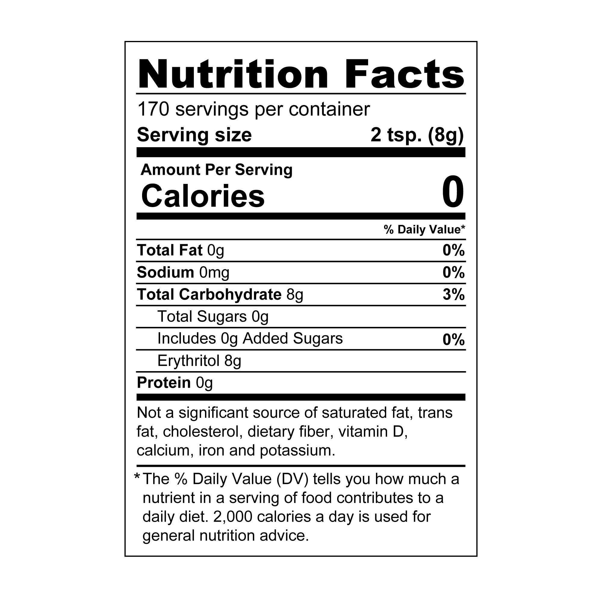 Splenda® Monk Fruit Granulated Sweetener Nutrition