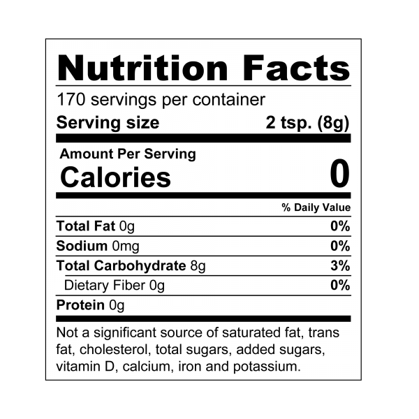 Splenda® Allulose Granulated Sweetener 6/48oz Bags Nutrition