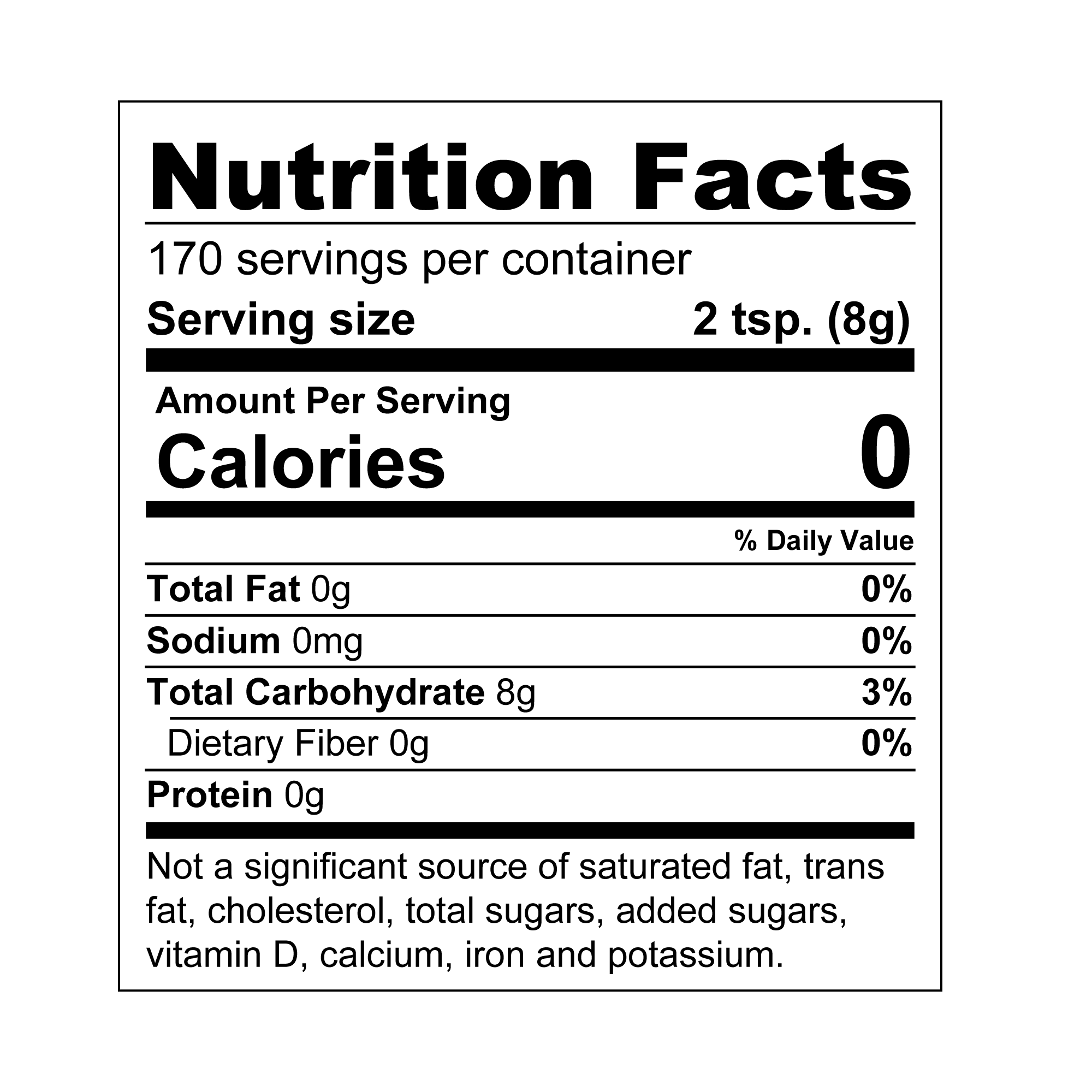 Splenda® Allulose Granulated Sweetener 6/48oz Bags Nutrition