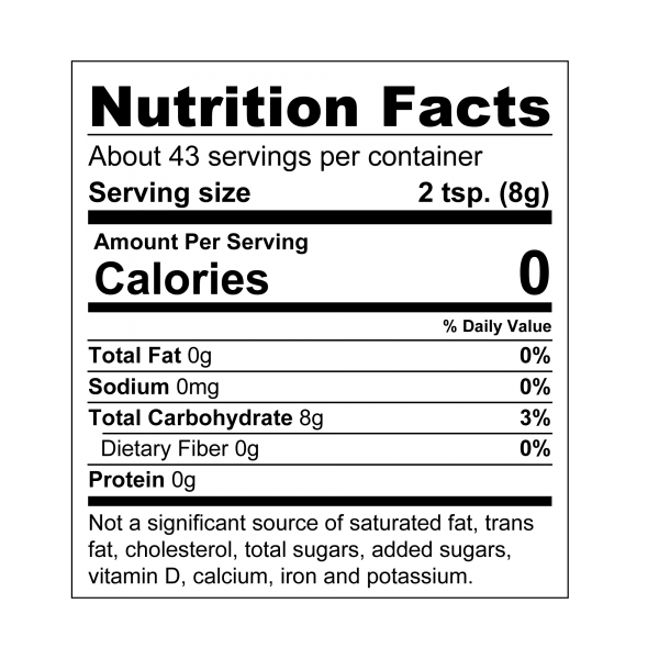 Splenda® Allulose Granulated Sweetener 6/12oz Bags Nutrition