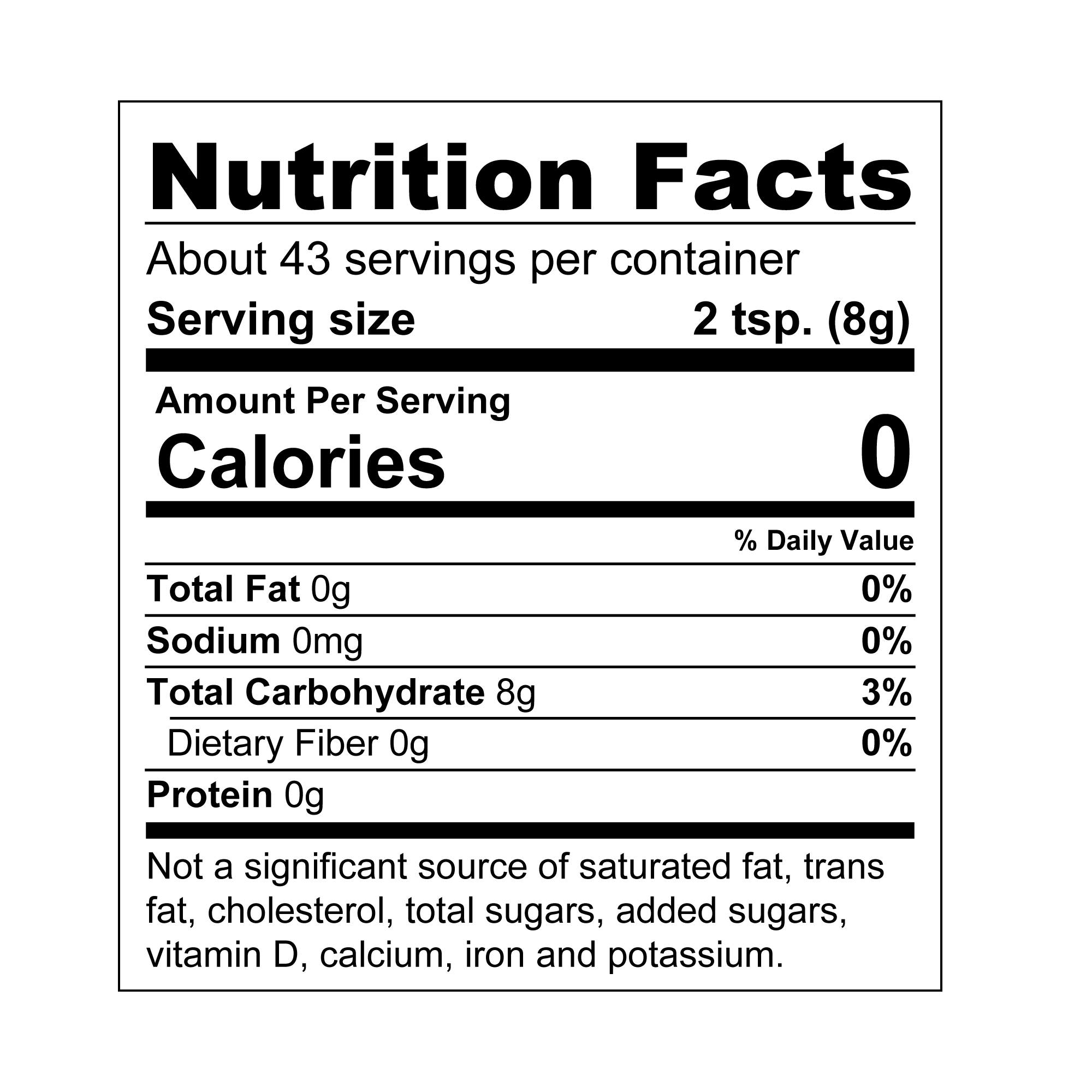 Splenda® Allulose Granulated Sweetener 6/12oz Bags Nutrition