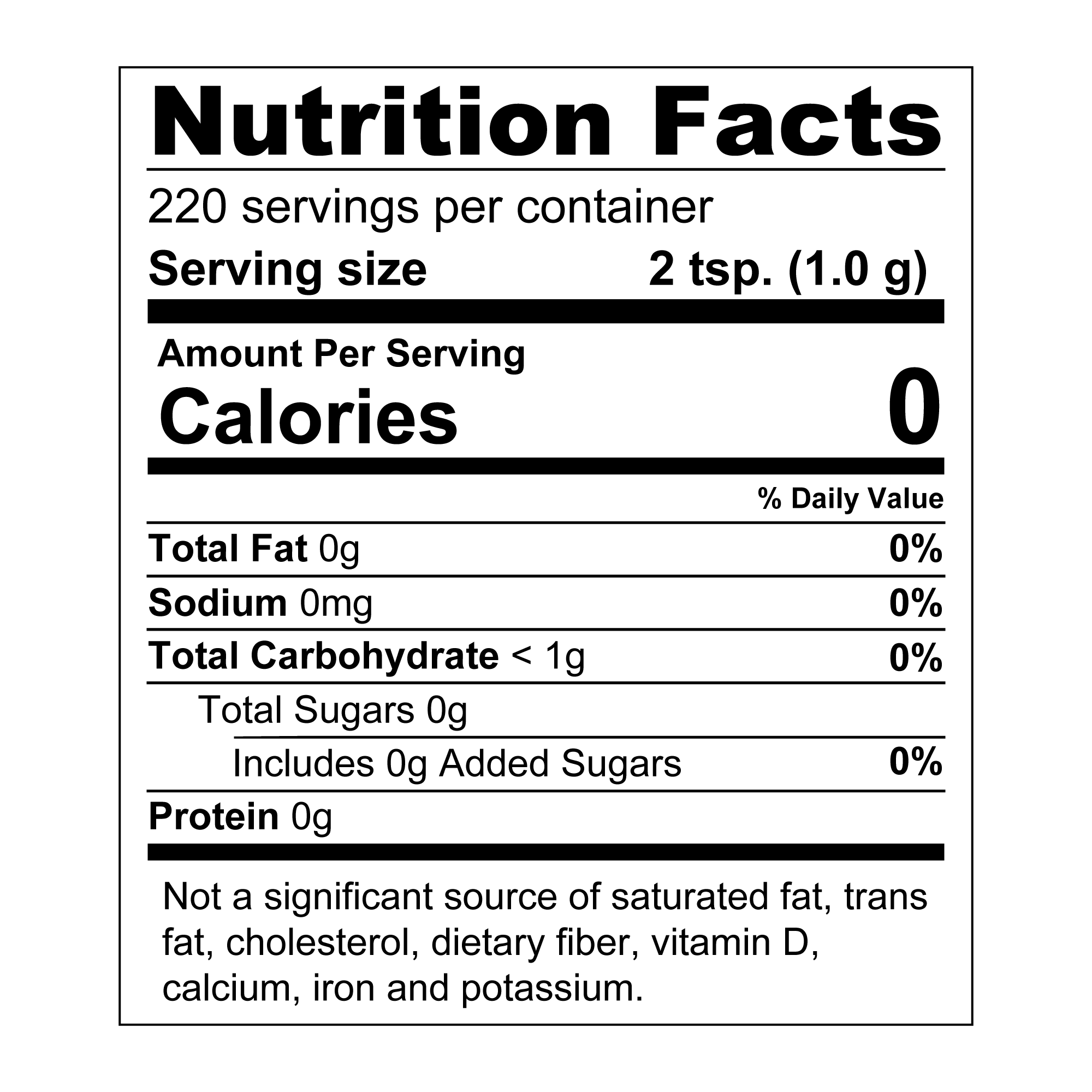 Splenda® Stevia Granulated Sweetener 6/7.8oz Bags Nutrition