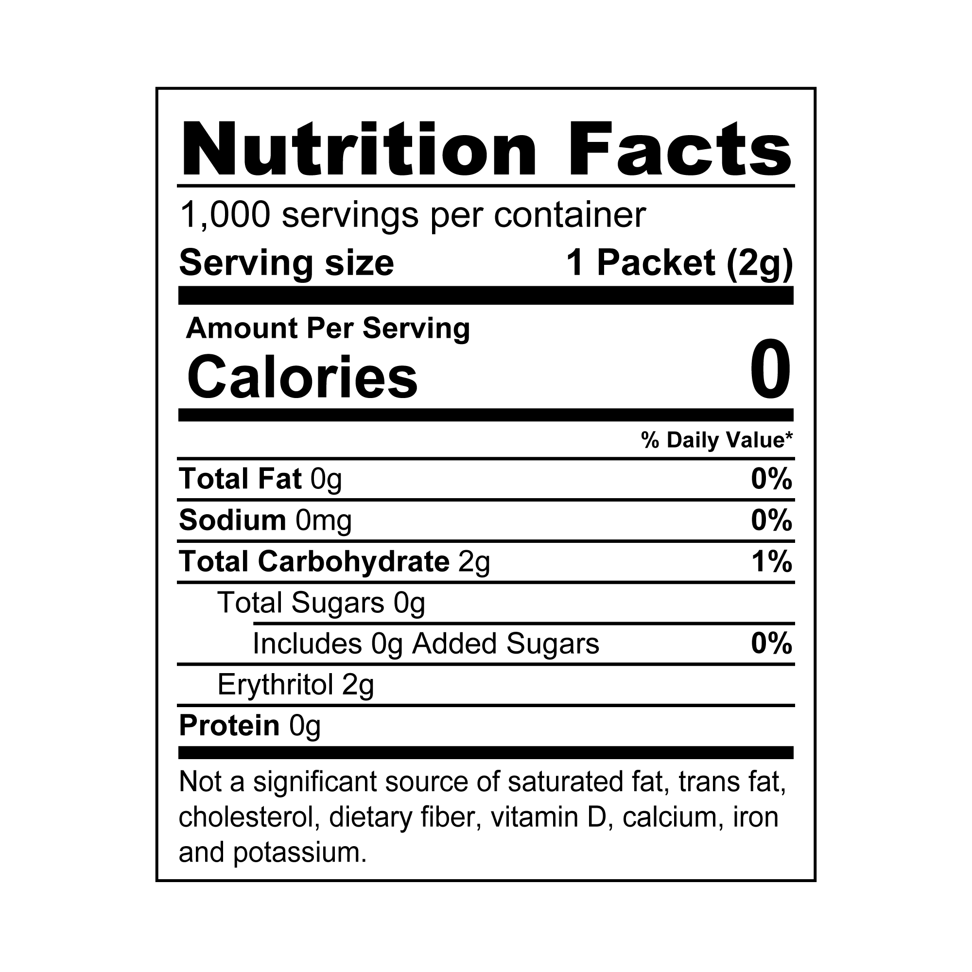 Splenda® Stevia Sweetener Packets Nutrition