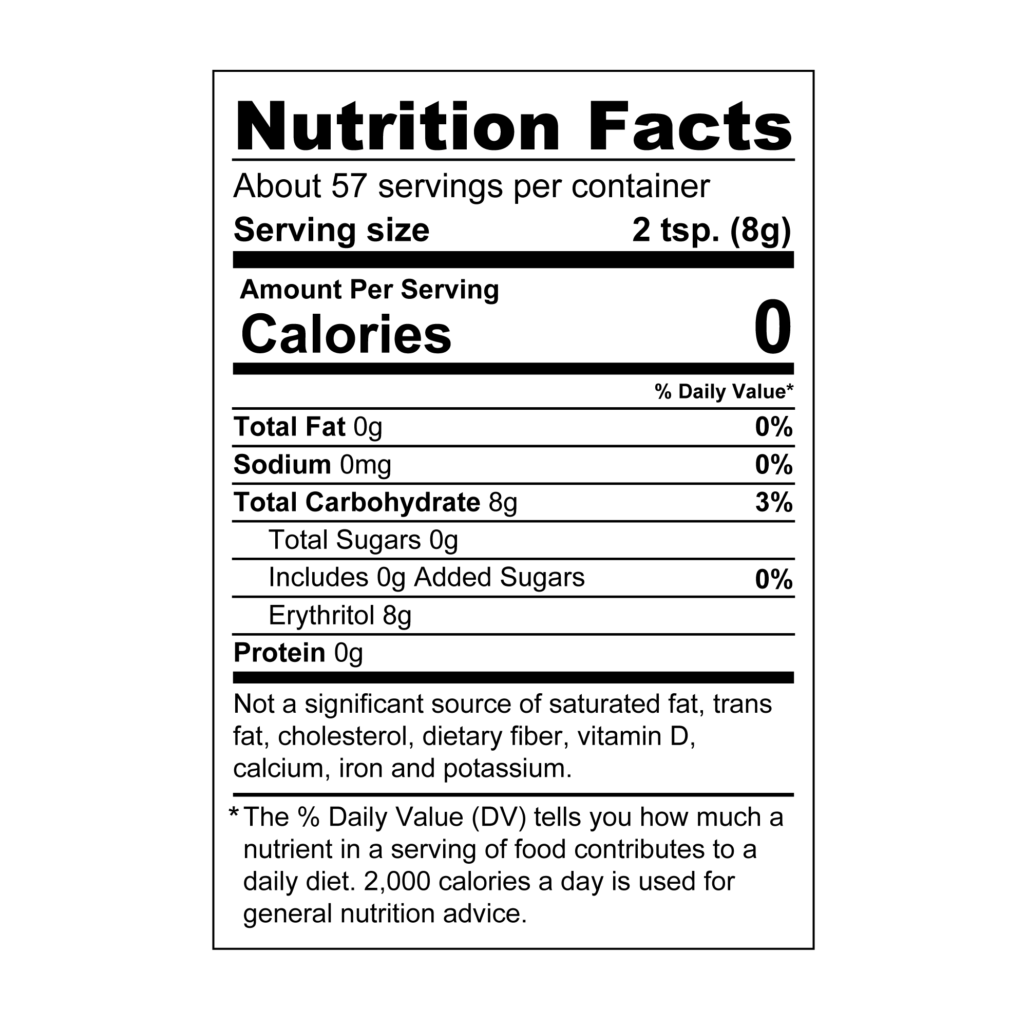 Splenda® Monk Fruit Granulated Sweetener 6/16oz Bags Nutrition