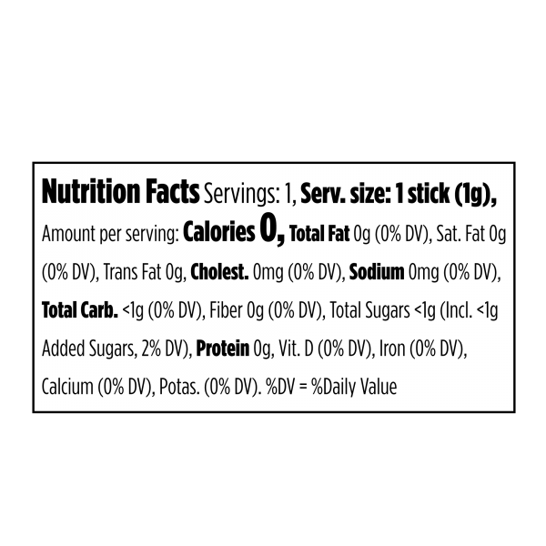 Splenda® Sweetener Sticks Nutrition