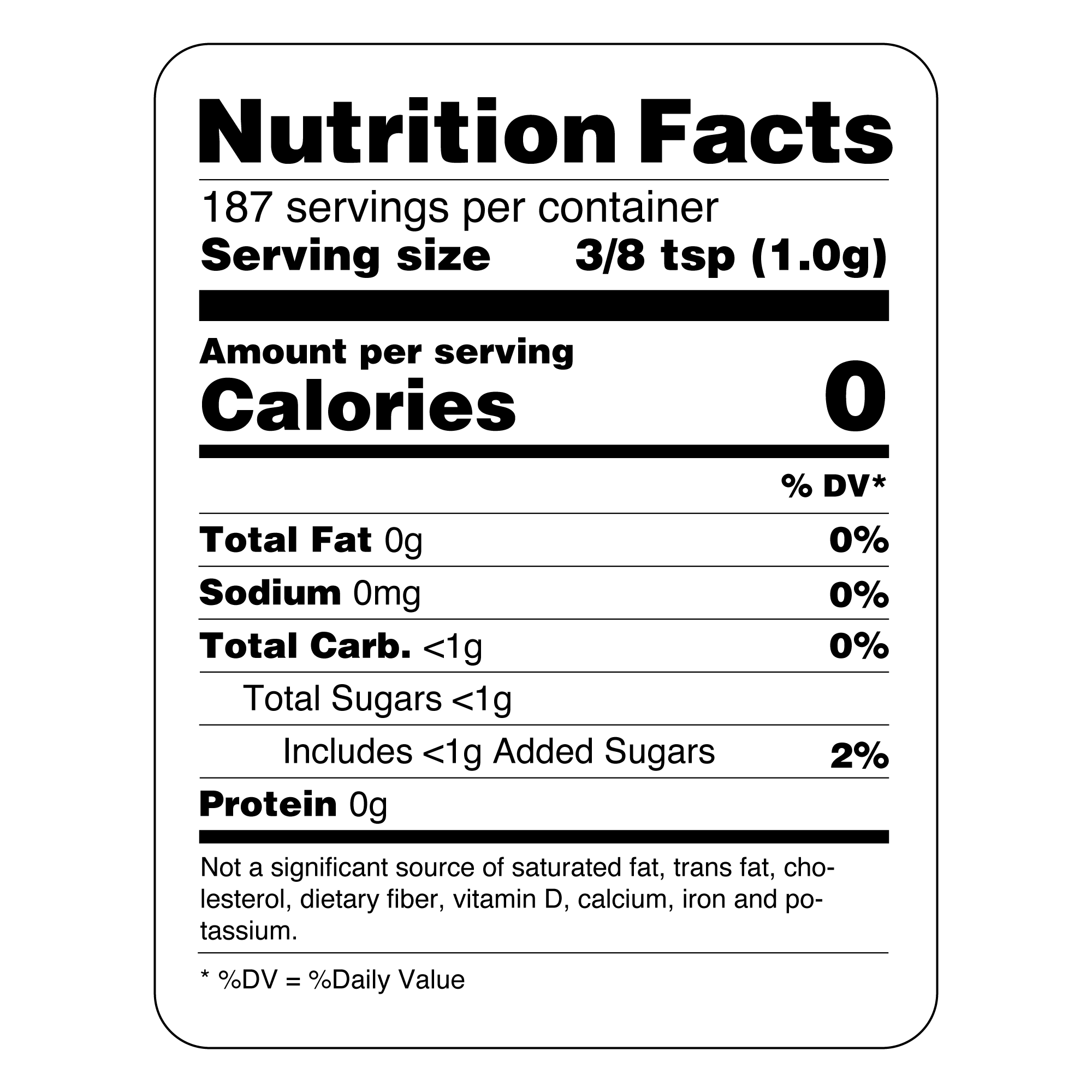 Splenda® Granulated Sweetener for High Volume Beverages 12/6.6oz Bags Nutrition
