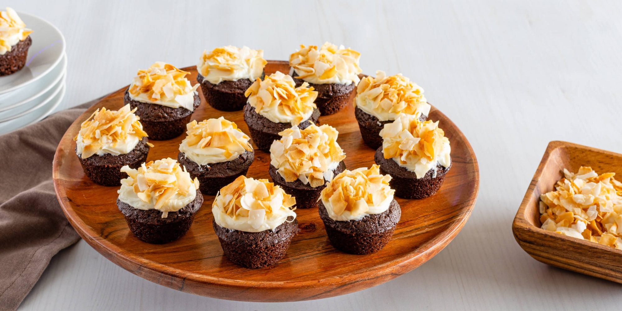 Keto Toasted Coconut Chocolate Cupcakes