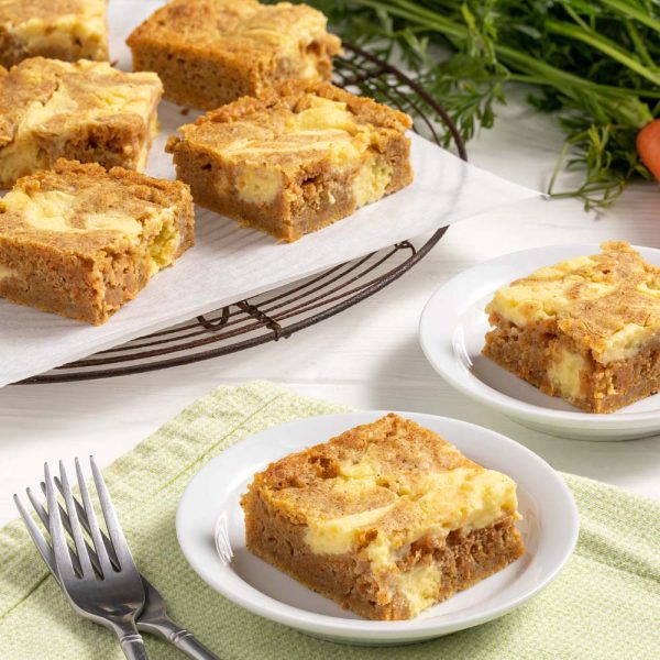 Carrot Cake Blondies with Cream Cheese Swirl