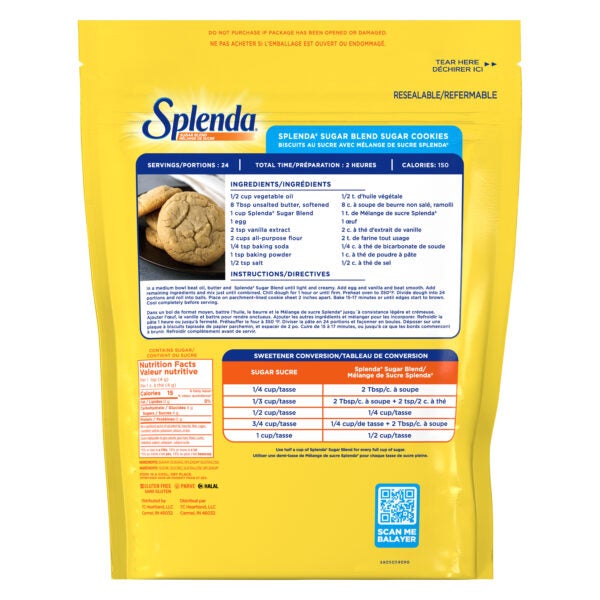 Splenda Sugar Blend Bag - Back