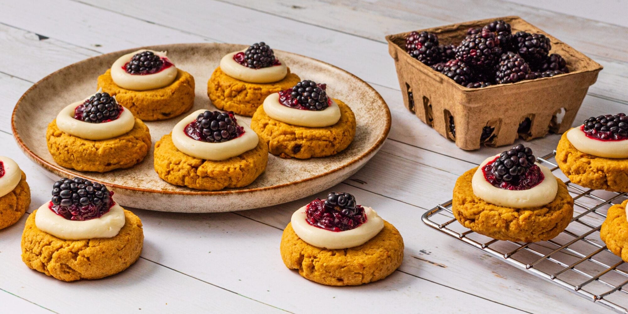 Biscuit au gâteau au fromage aux mûres