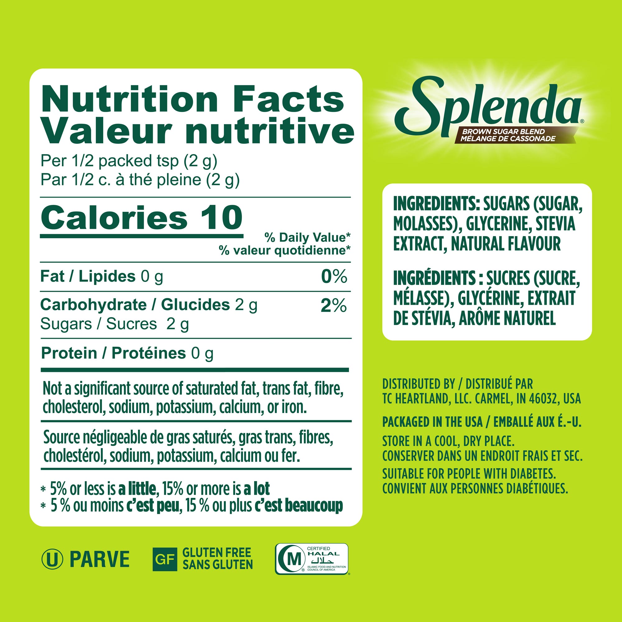 Splenda Stevia Brown Sugar Blend pouch nutrition facts