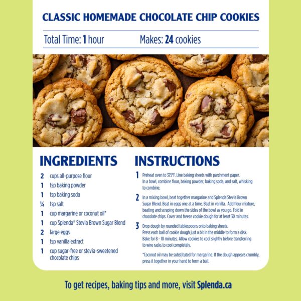 classic homemade chocolate chip cookies recipe card in english