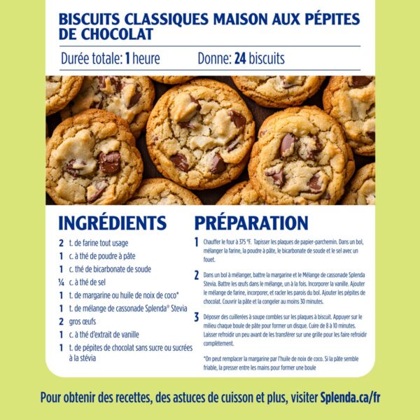 classic homemade chocolate chip cookies recipe card in french